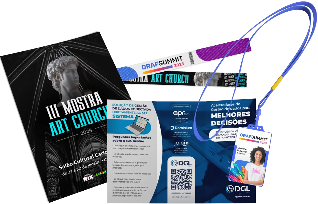 Materiais para eventos feitos pela Gráfica RIX